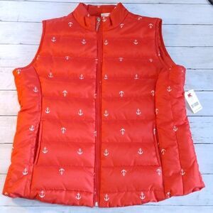 Women's Anchor ⚓ Printed Puffer Vest Jacket Coat